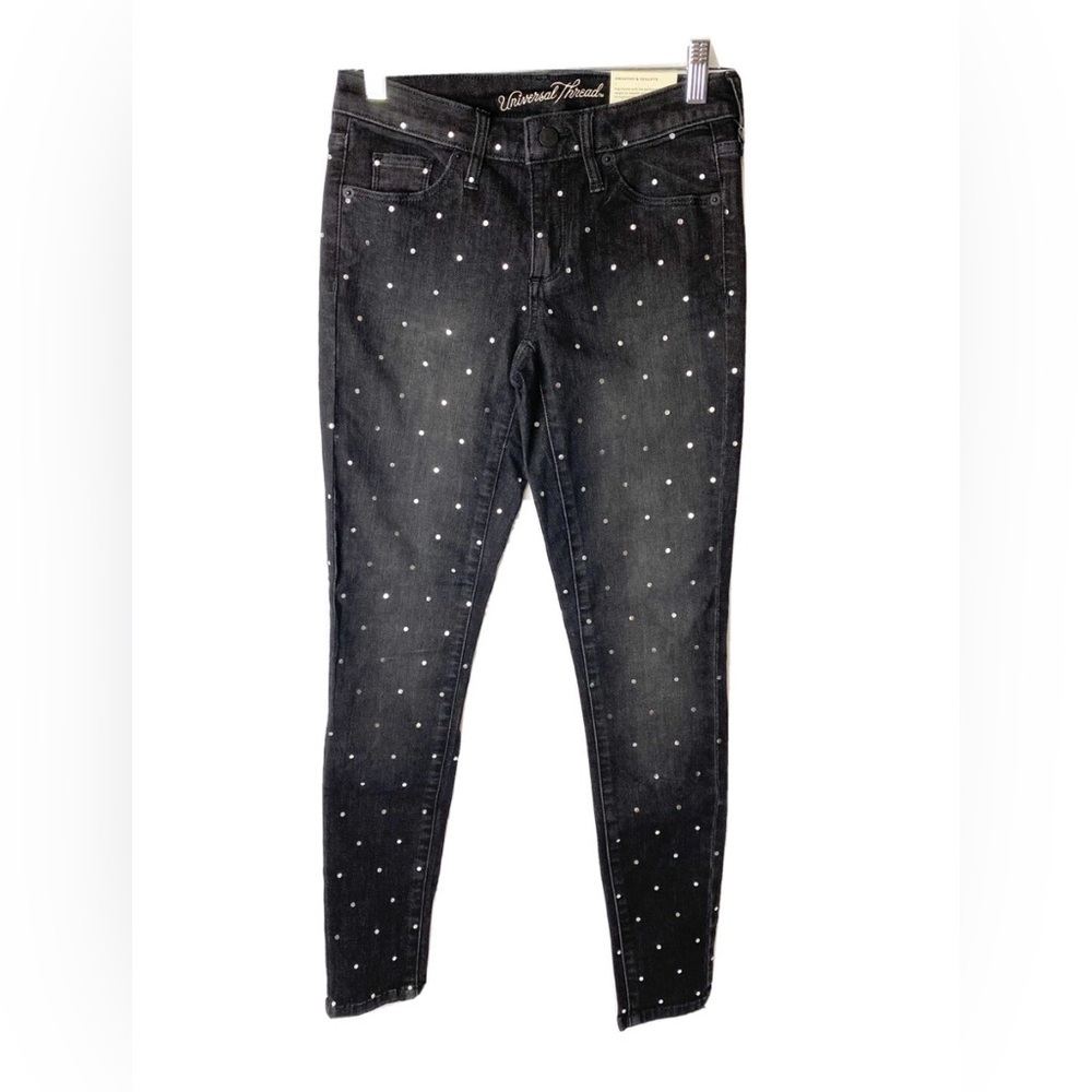 Universal Thread Mid-Rise Skinny Polkadot Jeans Women's Size 8 (NWT)